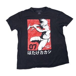 Naruto Shippuden Kakashi Hatake Graphic T-Shirt Mens XL Black Good Anime Manga